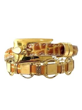 Nanni Milano Vintage Gator/Croc Embossed Leather Chain & Enamel XS